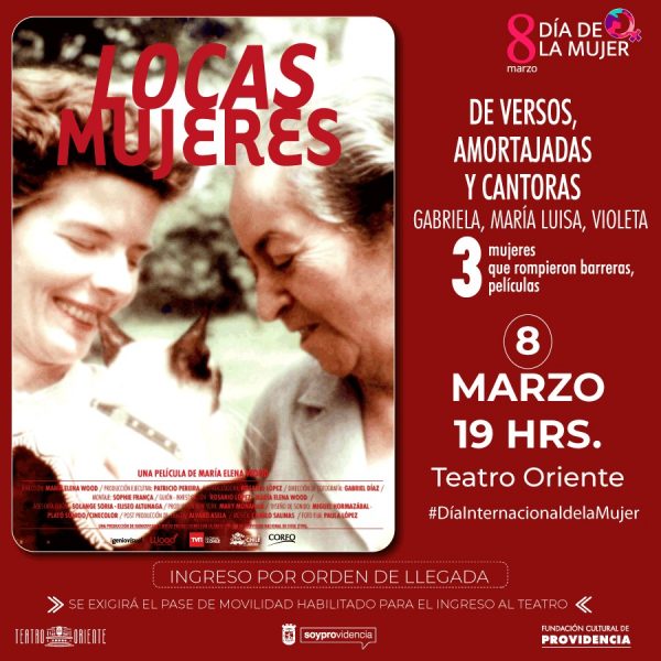 Ciclo de cine dedicado a Mistral, Bombal y Parra conmemora a la mujer en Providencia
