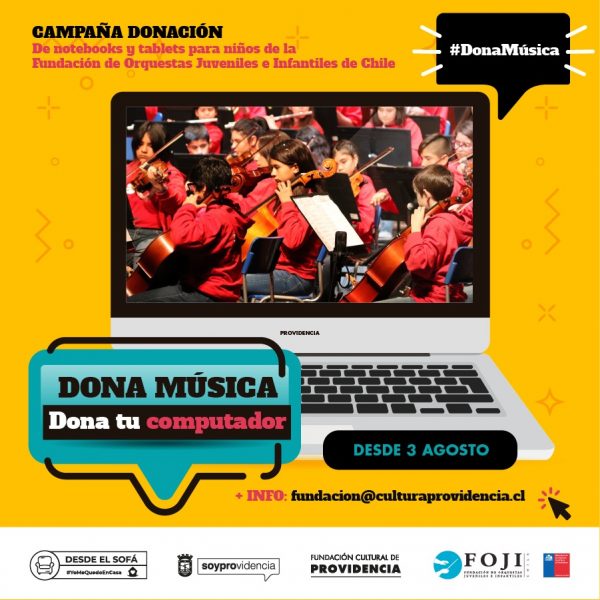 «Dona música, dona tu computador» para niños y jóvenes de la FOJI